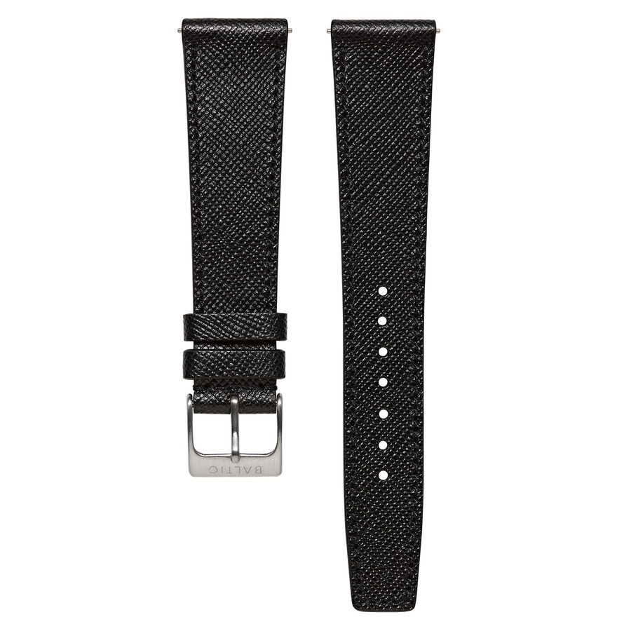 genähtes armband aus schwarzem saffiano - baltic watches