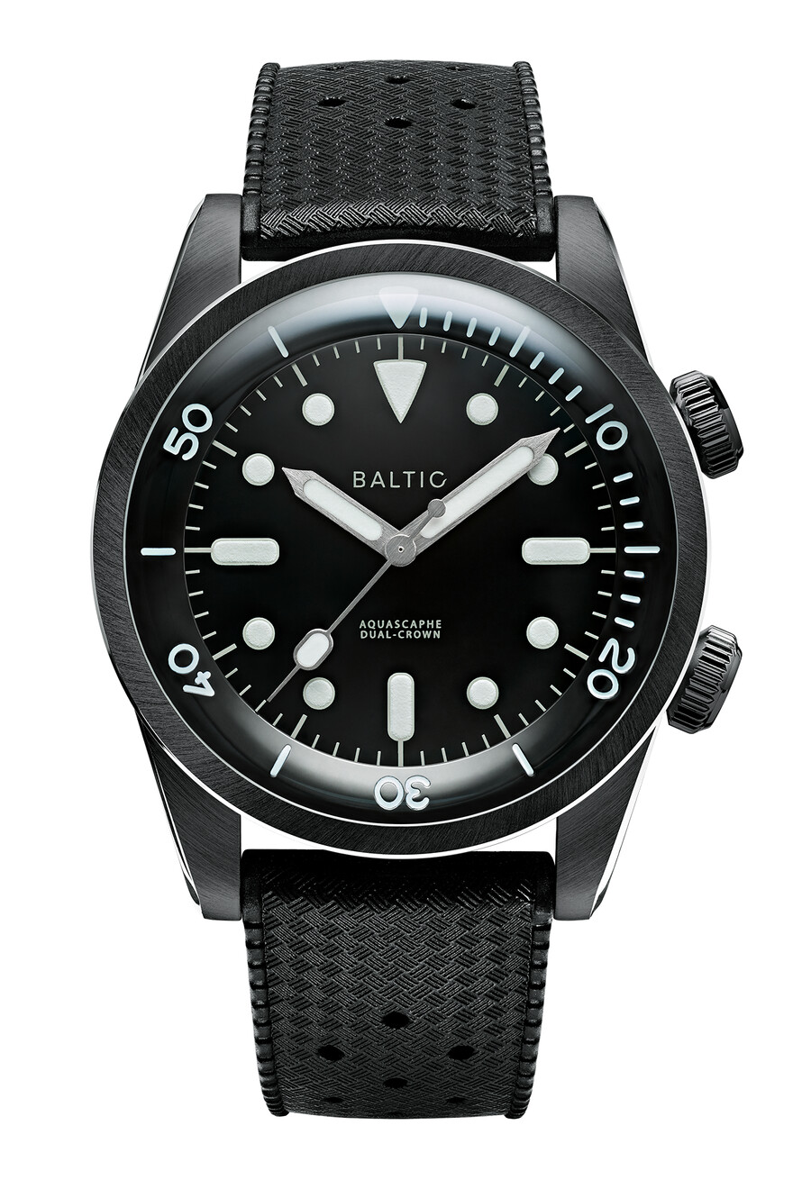 aquascaphe dual-crown pvd schwarz - baltic uhren